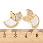 Brass Micro Pave Cubic Zirconia Pendants, with Acrylic, Long-Lasting Plated, Golden, Leaf