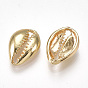 Brass Charms, Cowrie Shell, Real 18K Gold Plated