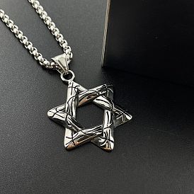 Ожерелье с подвеской в виде звезды Давида в стиле панк из нержавеющей стали для модных студентов и пар