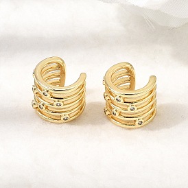 Латунные серьги-манжеты из прозрачного кубического циркония, без кадмия и без свинца, долговечный, стойки покрытие, многослойный с-образный