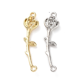 Rack Plating Alloy Pendants, with Rhinestone, Flower Charms