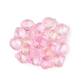 Прозрачные стеклянные подвески с запекаемой краской, с золотой порошок блеск, формы раковины