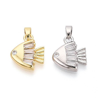 Латунные микропаве прозрачные кубические циркониевые подвески, рыбы прелести