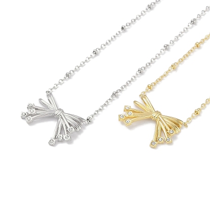 304 ожерелья-подвески с бантом и кристаллами из нержавеющей стали и стразами для женщин