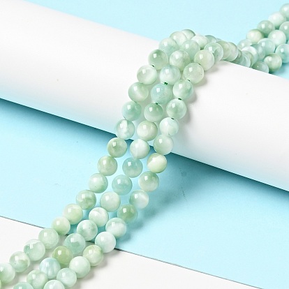 Natural Glass Beads Strands, Grade AB+, Round, Aqua Blue