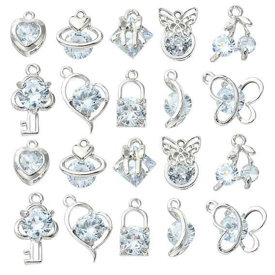 20 шт 10 подвески из сплава, с пластиковыми стразами, разнообразные