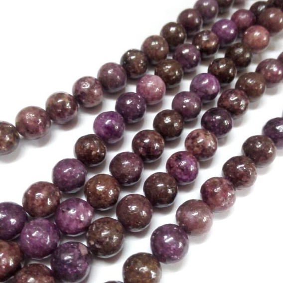 Natural Lepidolite/Purple Mica Stone Round Bead Strands