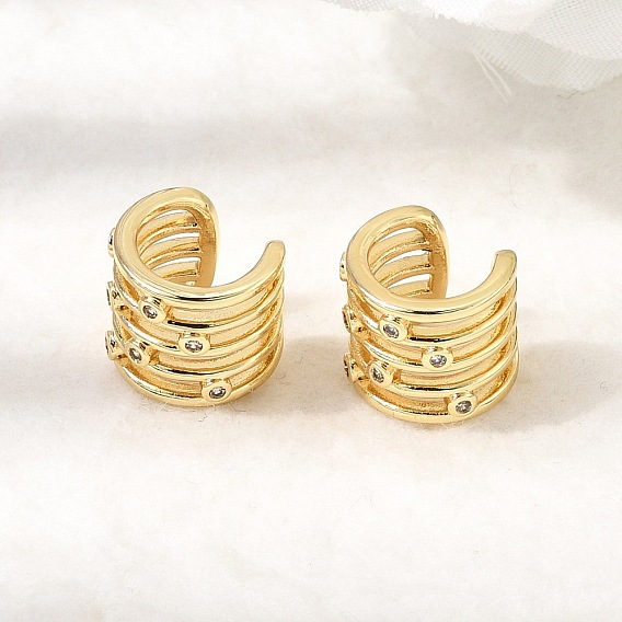 Латунные серьги-манжеты из прозрачного кубического циркония, без кадмия и без свинца, долговечный, стойки покрытие, многослойный с-образный