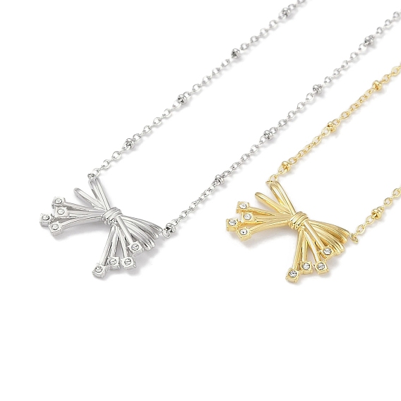 304 ожерелья-подвески с бантом и кристаллами из нержавеющей стали и стразами для женщин