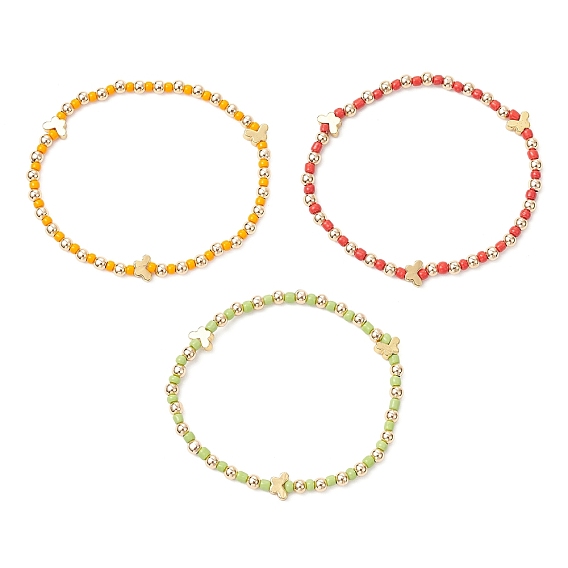 Браслеты из стеклянных бусин в стиле бохо, браслеты из латунных бусин-бабочки для женщин