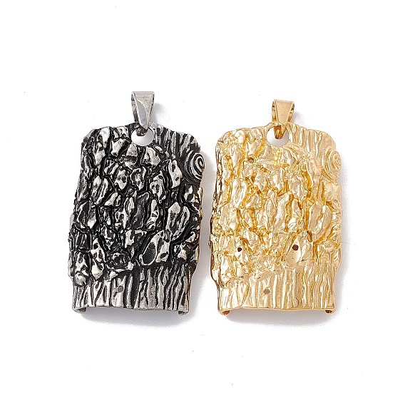 304 Stainless Steel Big Pendants, Tree Bark Charm