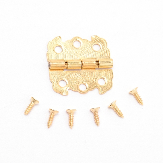 Iron Cabinet Drawer Butt Hinges Connectors, with Replacement Hinge Screws, Wooden Box Accessories