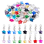 32pcs 16 décorations suspendues en verre de style, étoiles, avec alliage homard fermoirs pince, platine