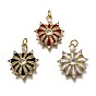 Brass Micro Pave Clear Cubic Zirconia Pendants, Long-Lasting Plated, with Jump Rings & Enamel, Behind with Heart, Golden