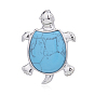 Synthetic Turquoise Pendants, with Brass Finding, Tortoise Charms, Platinum