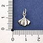 925 Sterling Silver Pendants, Leaf Charms, with Jump Rings and S925 Stamp