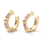 Brass Micro Pave Cubic Zirconia Cuff Earrings, Long-Lasting Plated, Rivet Shape, Real 18K Gold Plated