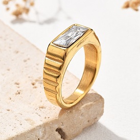 304 прямоугольные кольца для пальцев из нержавеющей стали и стекла, ионное покрытие (ip)