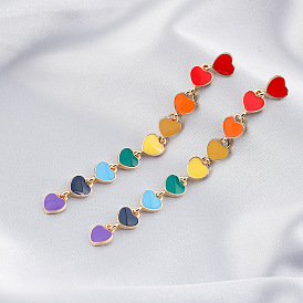 Earrings Drip Oil Long Heart Pendant Earrings Fashion Jewelry Individual Packaging