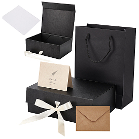 BENECREAT DIY Box Making Kits, including Rectangle Kraft Paper Bags, Paper Jewelry Boxes, Leaf Pattern Kraft Envelopes and Greeting Cards Set