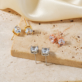 Латунь серьги, круглые, со стразами