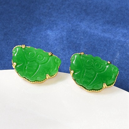 Латунь серьги, со стеклом, стойки покрытие, долговечный, полукруглый