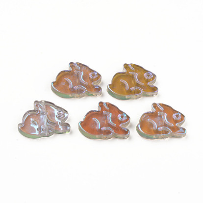 Electroplate Transparent Glass Beads, AB Color Half Plated, Rabbit