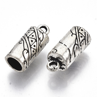 Tibetan Style Alloy Cord Ends, Cadmium Free & Lead Free, Textured, Column