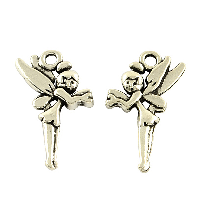Tibetan Style Alloy Pendants, Fairy, Cadmium Free & Lead Free, 25x11x3mm, Hole: 2.5mm