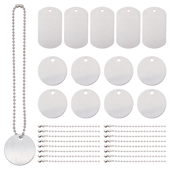 DIY Necklaces Making Kits, with Aluminum Pendants, Blank Tags, Iron Ball Bead Chains with Ball Chain Connectors