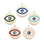 Подвески из эмали и сплава, плоский круглый с оберегом от сглаза