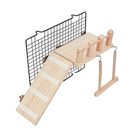Bird Parrot Hamster Toys, Wooden Crawling Swing Ladder Platform Springboard, for Bird Small Animals