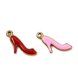 Pendentifs en acier inoxydable, avec l'émail, charmes de chaussures à talons hauts, or