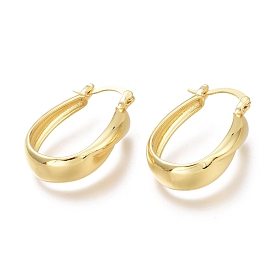 Brass Thick Hoop Earrings, Long-Lasting Plated, Oval