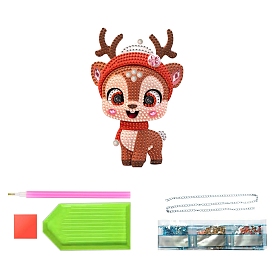 Deer Diamond Painting Kit, Including Acrylic Rhinestones Bag, Diamond Sticky Pen, Tray Plate, Metal Chain, Glue Clay and Canvas