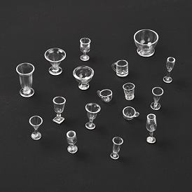 17Pcs Transparent Plastic Food Play Cup Set, Simulation Miniature Cups, Children Clay Mold Toys