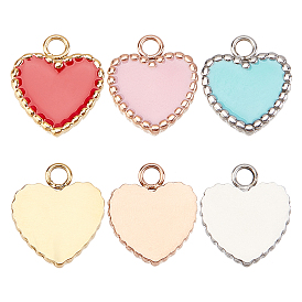 6 piezas 3 colores 304 dijes de esmalte de acero inoxidable, corazón