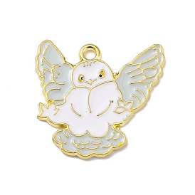 Alloy Enamel Pendants, Golden, Owl/Bird Charm