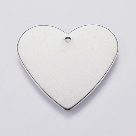 201 Stainless Steel Stamping Blank Tag Pendants, Heart