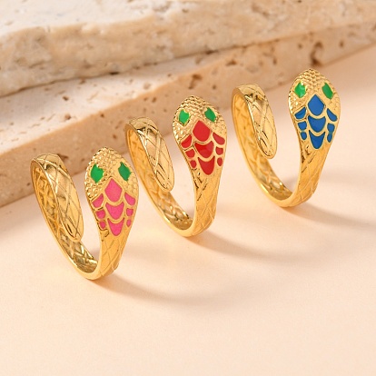 201 кольцо-манжета из нержавеющей стали с эмалью в виде змеи для женщин