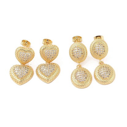 Серьги-гвоздики из латуни с микро-паве, прозрачные серьги-гвоздики с кубическим цирконием для женщин, без кадмия и без свинца, долговечный, реальный 18 k позолоченный