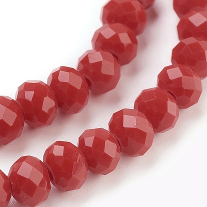 Glass Beads Strands, Imitation Jade Glass, Faceted, Rondelle