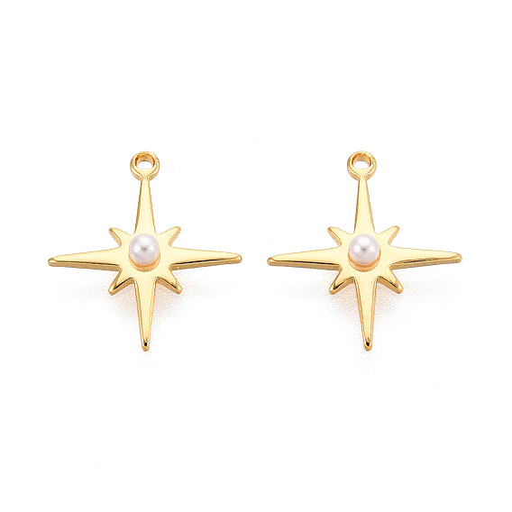 Подвески из латуни и АБС-пластика с имитацией жемчуга, Полярная звезда, без никеля , долговечный