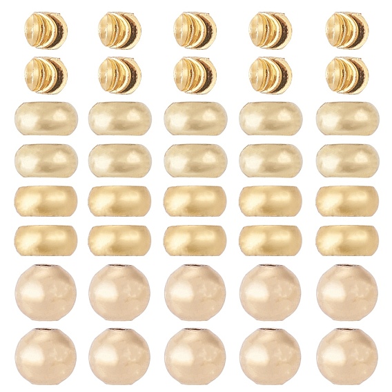 200Pcs 4 Styles Brass Spacer Beads, Mixed Shapes