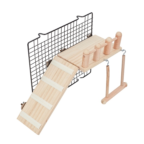 Bird Parrot Hamster Toys, Wooden Crawling Swing Ladder Platform Springboard, for Bird Small Animals