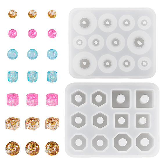 2шт. 2 стили силиконовых форм для изготовления бусин своими руками, прямоугольные