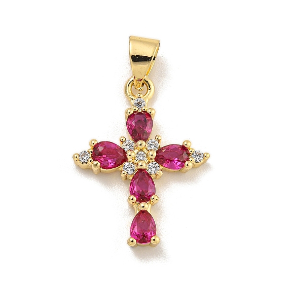 Стойка металлическая латунная микропрофилированная кубическая циркония подвески, долговечный, реальный 18 k позолоченный, без свинца и без кадмия, крестик