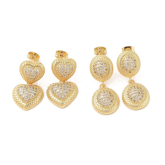 Серьги-гвоздики из латуни с микро-паве, прозрачные серьги-гвоздики с кубическим цирконием для женщин, без кадмия и без свинца, долговечный, реальный 18 k позолоченный