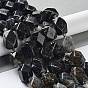 Natural Black Rutilated Quartz Beads Strands, with Seed Beads, Faceted, Rhombus