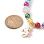 Unicorn Theme Bracelets & Necklaces Sets for Kids, Acrylic Beaded Stretch Bracelets & Alloy Enamel Pendant Necklaces